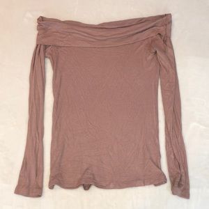 fitted nude off the shoulder top